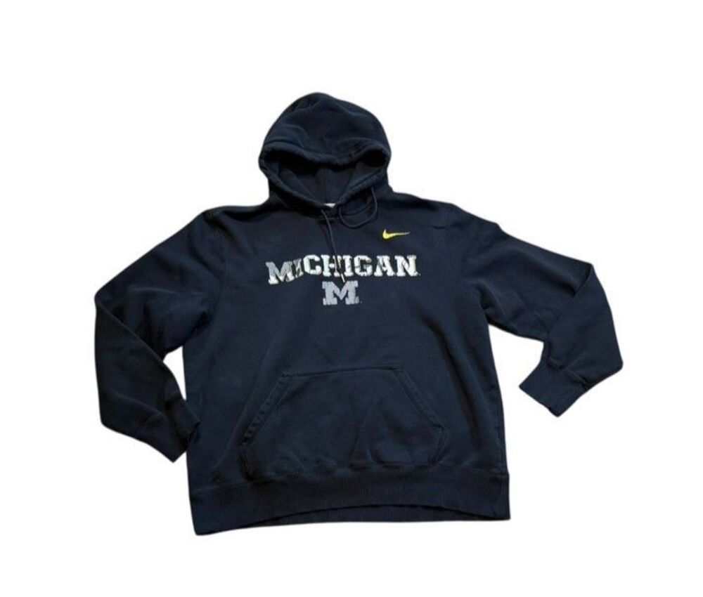 Nike Michigan Wolverines Hoodie Men's Size XL Black Sweatshirt Gray Camo UM